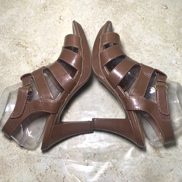 Naturalizer Brown Strappy Open-Toe Heeled Sandals Size 8.5 CottageCore Casual - Picture 7 of 11